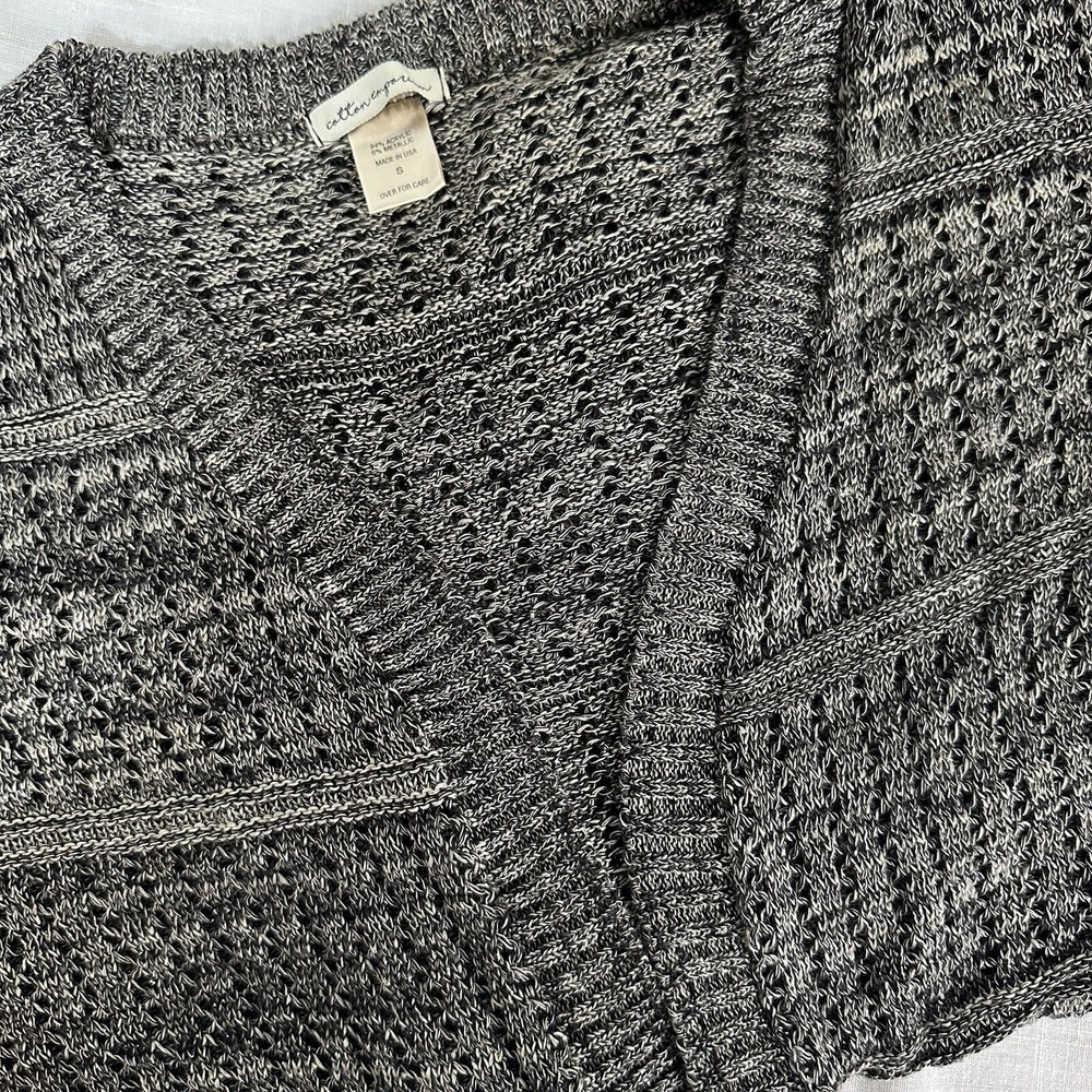 Cotton Emporium Women's Small Open Front Oversized Gray Cardigan Sweater